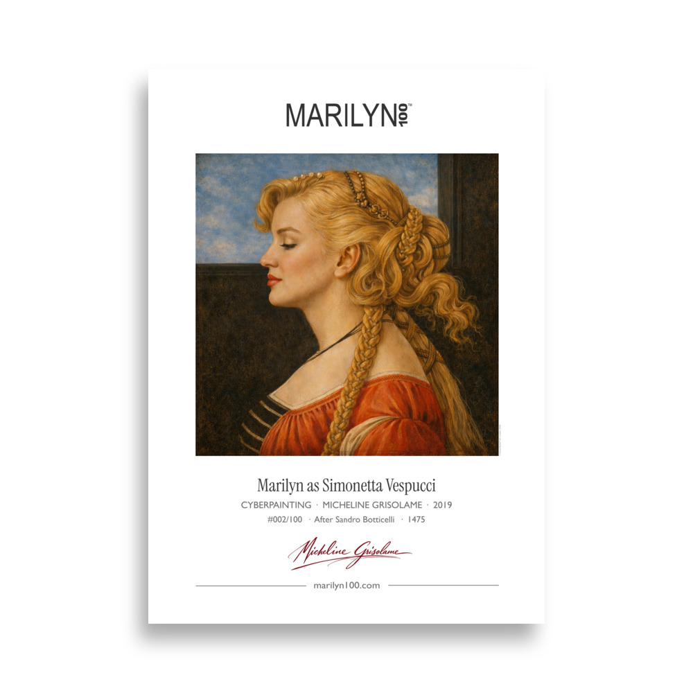 Botticelli Simonetta Vespucci Poster 50x70 cm | MARILYN100 Cyberpainting | 50x70 cm