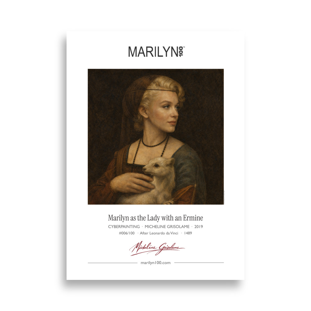 Vinci the Lady with an Ermine Poster 50x70 cm | MARILYN100 Cyberpainting | 50x70 cm