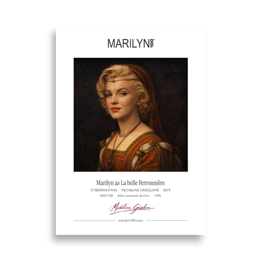 Vinci La belle Ferronnière Poster 50x70 cm | MARILYN100 Cyberpainting | 50x70 cm