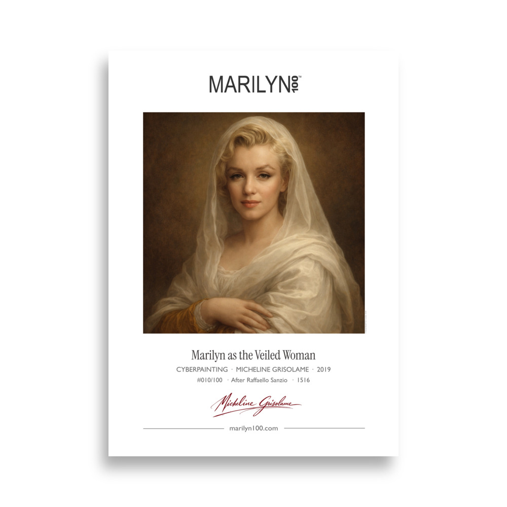 Sanzio the Veiled Woman Poster 50x70 cm | MARILYN100 Cyberpainting | 50x70 cm