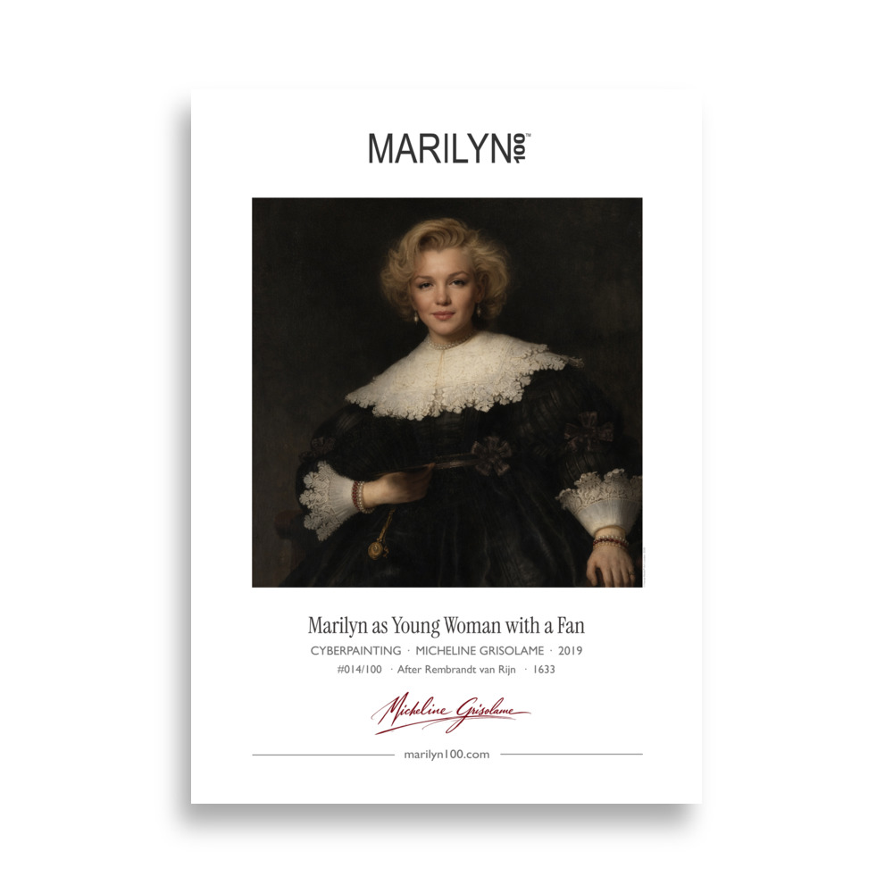 Rijn Young Woman with a Fan Poster 50x70 cm | MARILYN100 Cyberpainting | 50x70 cm
