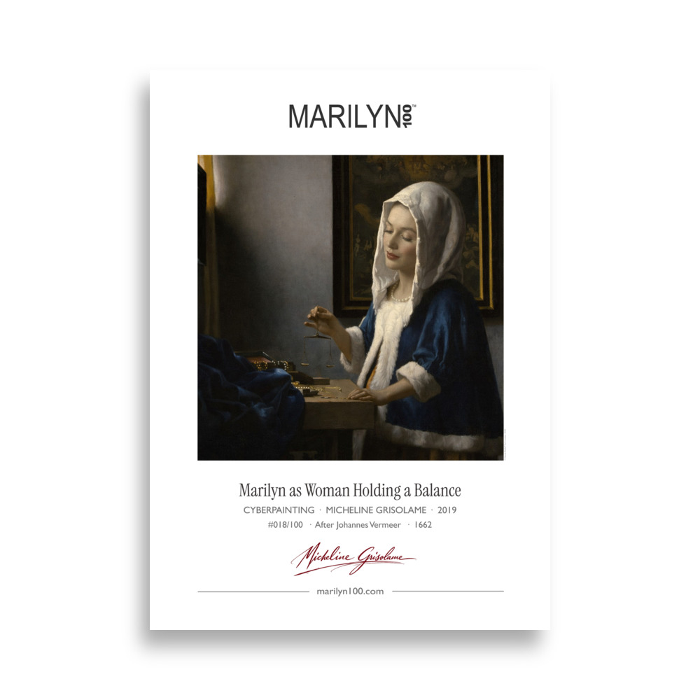 Vermeer Woman Holding a Balance Poster 50x70 cm | MARILYN100 Cyberpainting | 50x70 cm