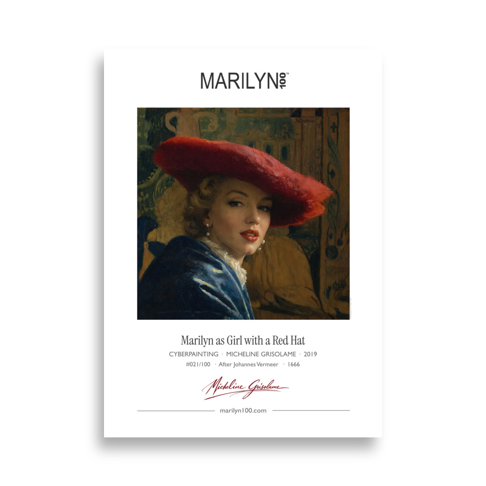Vermeer Girl with a Red Hat Poster 50x70 cm | MARILYN100 Cyberpainting | 50x70 cm