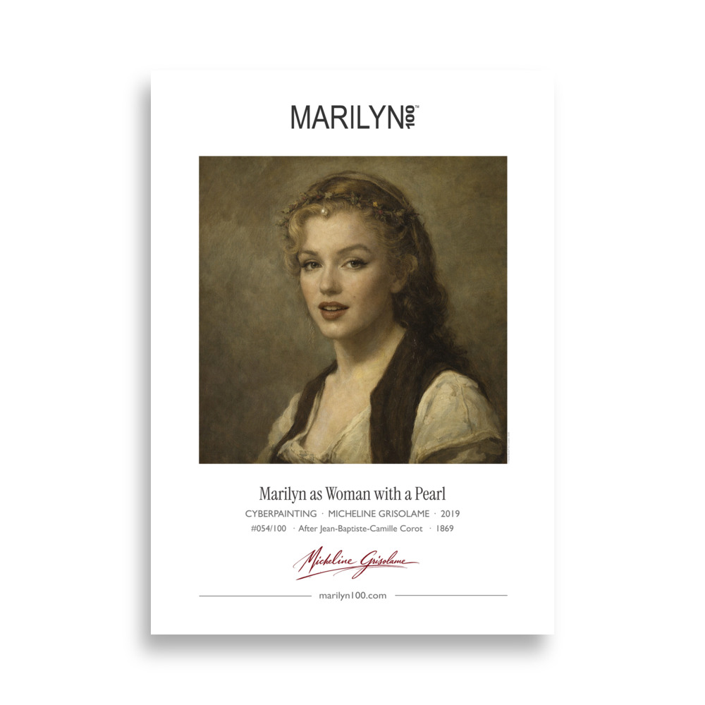 Corot Woman with a Pearl Poster 50x70 cm | MARILYN100 Cyberpainting | 50x70 cm