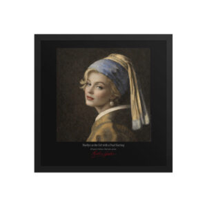 Vermeer the Girl with a Pearl Earring Framed Print Black Ed. 16x16" | MARILYN100 Cyberpainting - Black frame