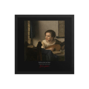 Vermeer the Lute Player Framed Print Black Ed. 16x16" | MARILYN100 Cyberpainting - Black frame
