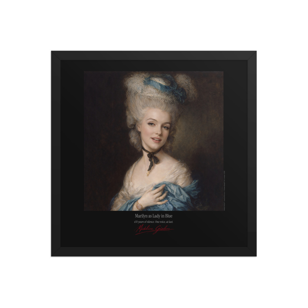 Gainsborough Lady in Blue Framed Print Black Ed. 16x16" | MARILYN100 Cyberpainting - Black frame