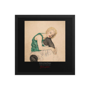 Schiele Seated Woman Framed Print Black Ed. 16x16" | MARILYN100 Cyberpainting - Black frame