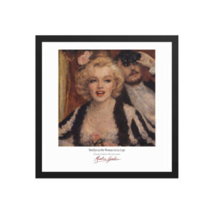 Renoir the Woman in La Loge Framed Print White Ed. 16x16" | MARILYN100 Cyberpainting - Black frame