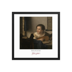 Vermeer the Lute Player Framed Print White Ed. 16x16" | MARILYN100 Cyberpainting - Black frame