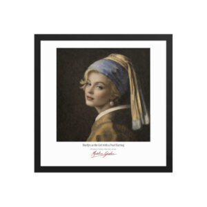 Vermeer the Girl with a Pearl Earring Framed Print White Ed. 16x16" | MARILYN100 Cyberpainting - Black frame