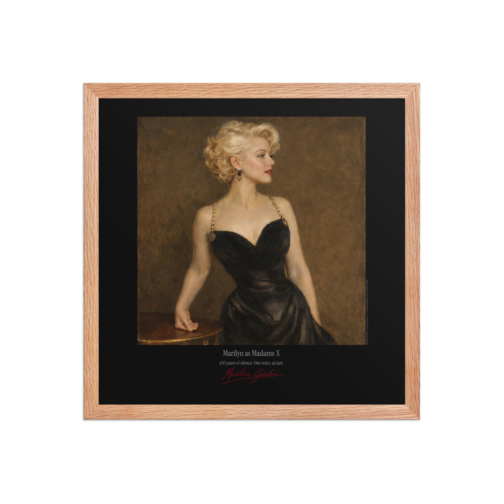 Sargent Madame X Framed Print Black Ed. 16x16" | MARILYN100 Cyberpainting - Red Oak frame