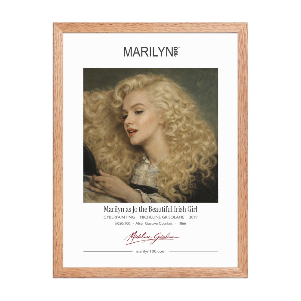 Courbet Jo the Beautiful Irish Girl Framed Print 18x24" | MARILYN100 Cyberpainting - Red Oak frame